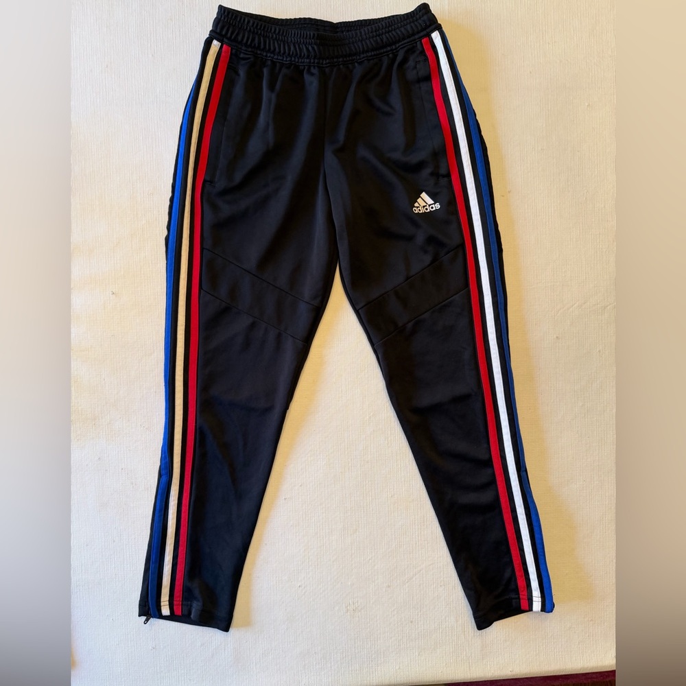 Adidas Black Joggers with Multicolor Stripes